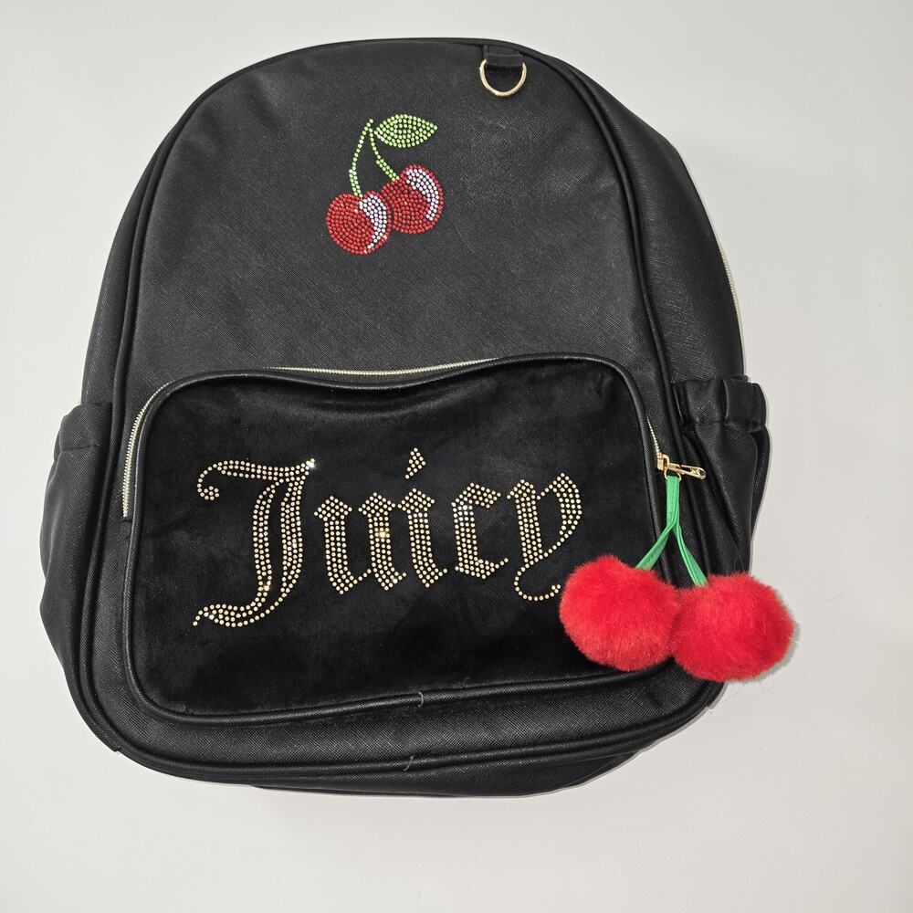 Juicy Couture 🍒 Black Backpack with Rhinestone Cherries